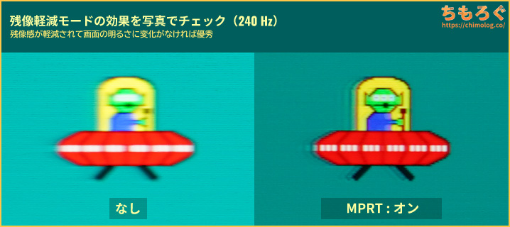 残像感を軽減する黒挿入「MPRT」